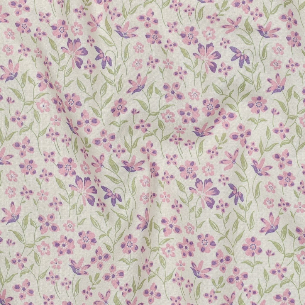 Katoenen poplin bloemen paars