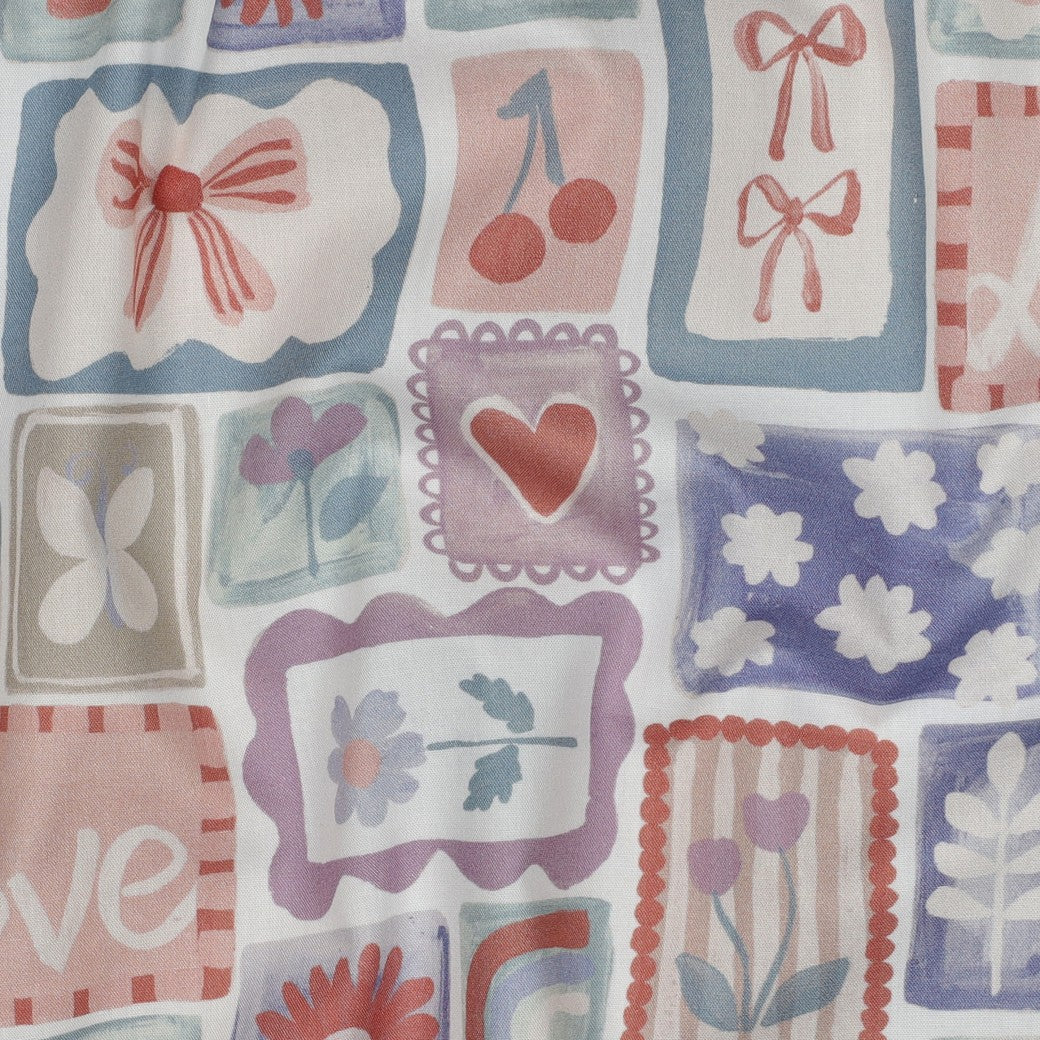 Katoenen poplin digitaal patchwork pastel