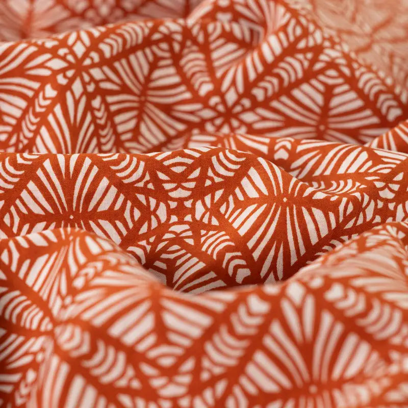 Katoenen voile abstract cognac