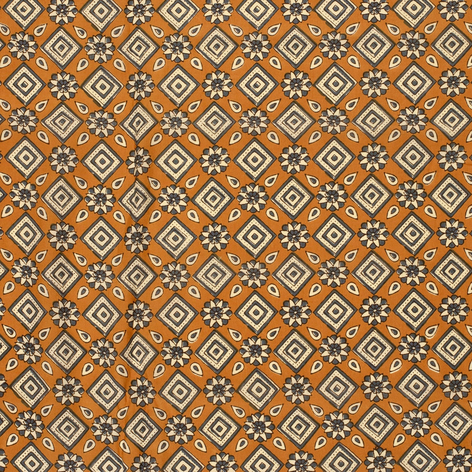 Katoenen voile batik abstract roestbruin