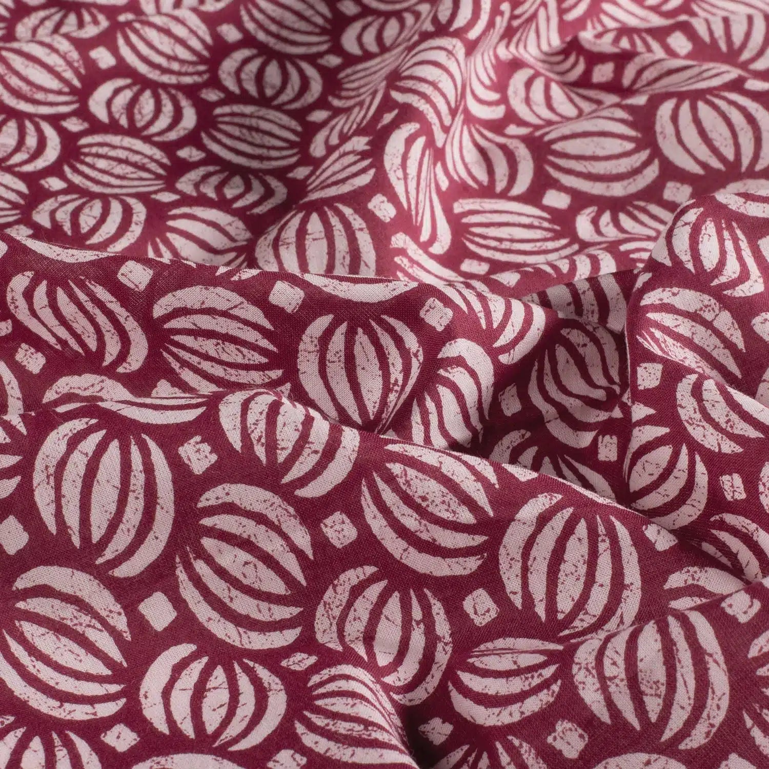 Katoenen voile batik abstract roze/rood