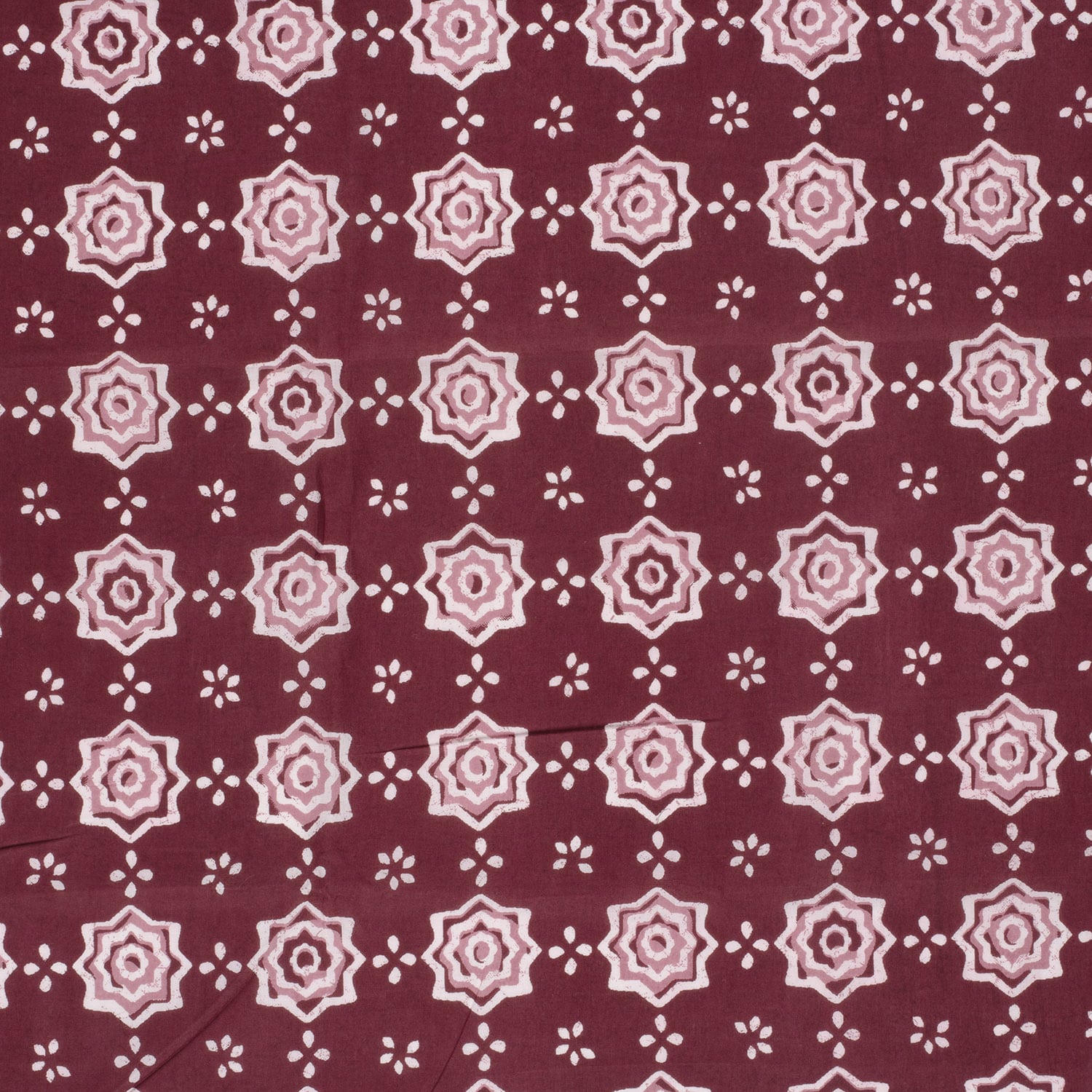 Katoenen voile batik abstracte bloemen rood