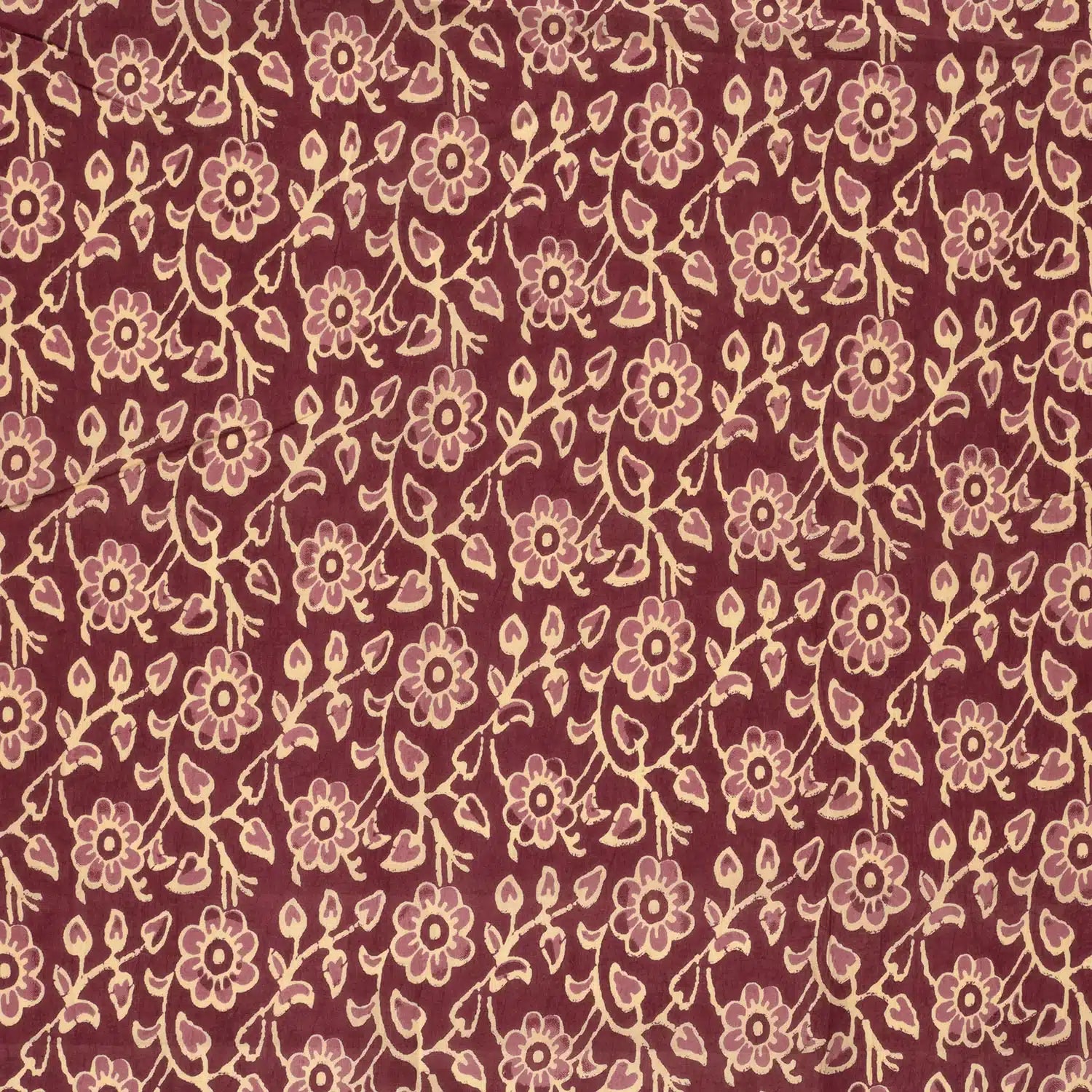 Katoenen voile batik bloemen warm rood