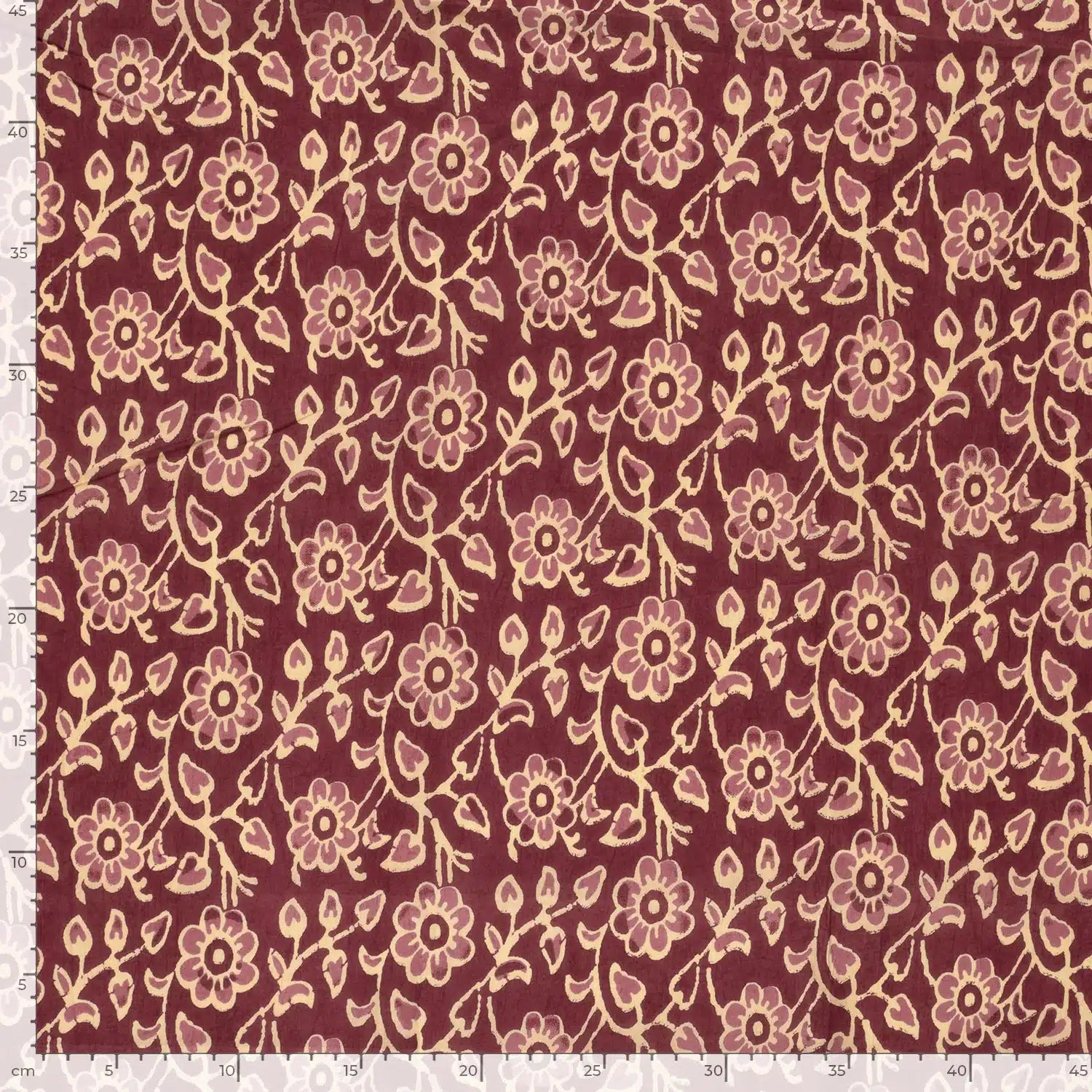 Katoenen voile batik bloemen warm rood