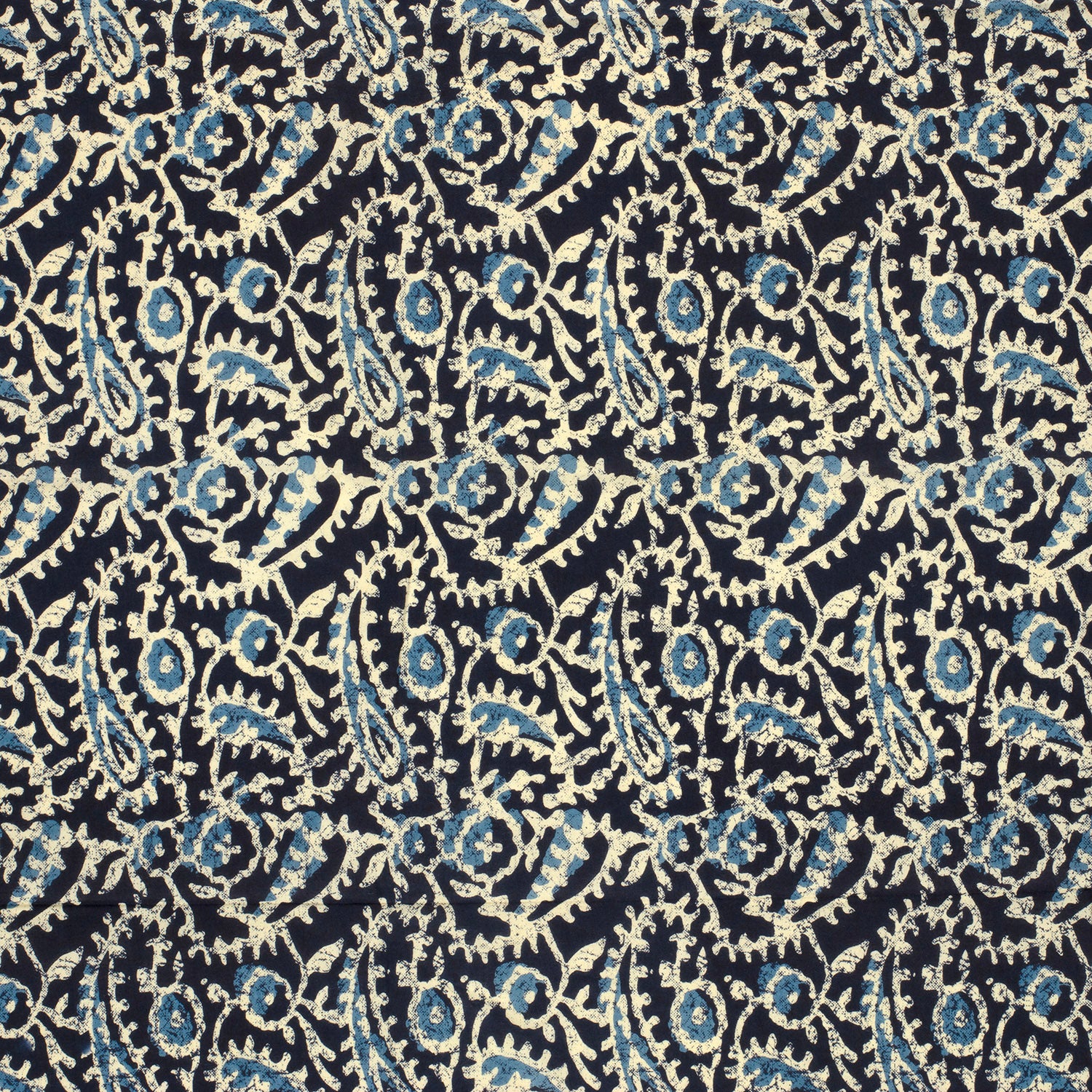 Katoenen voile batik paisley indigo