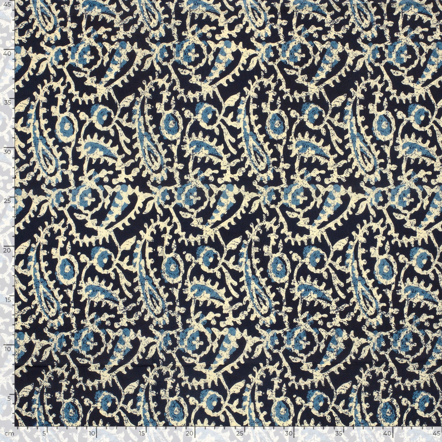 Katoenen voile batik paisley indigo