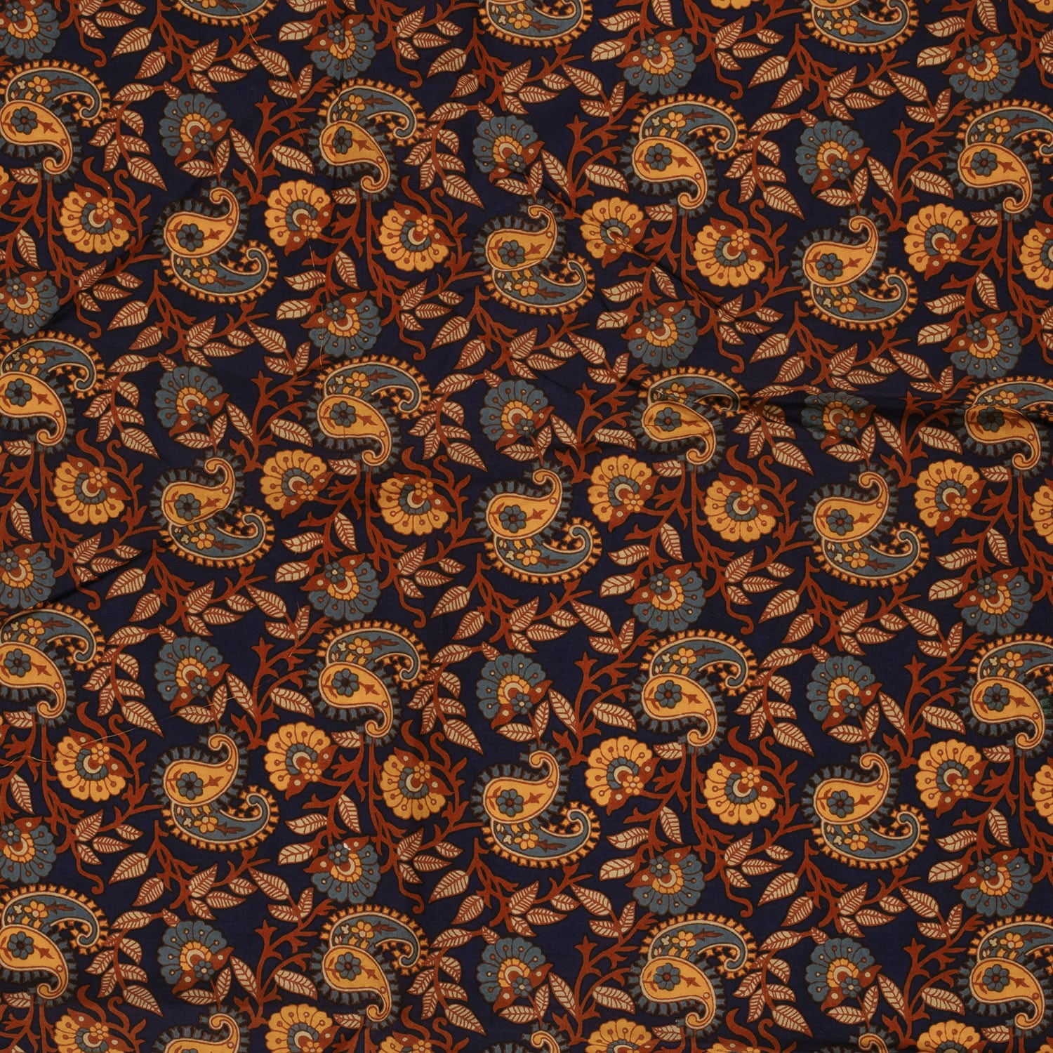 Katoenen voile batik paisley marine