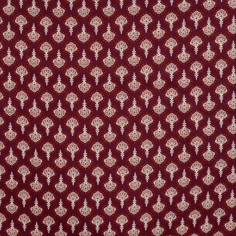 Katoenen voile bloemen cognac