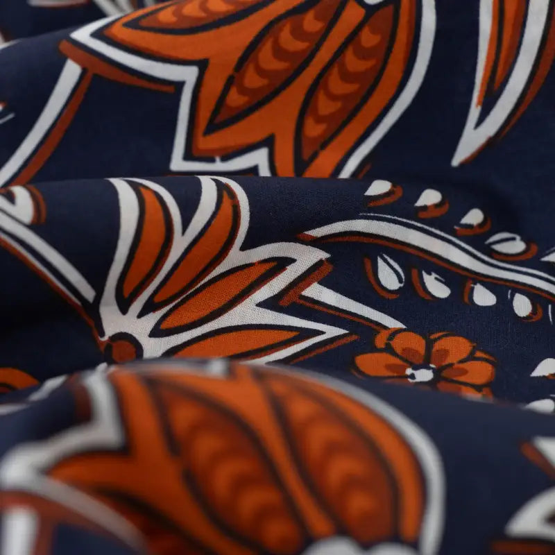 Katoenen voile bloemen navy