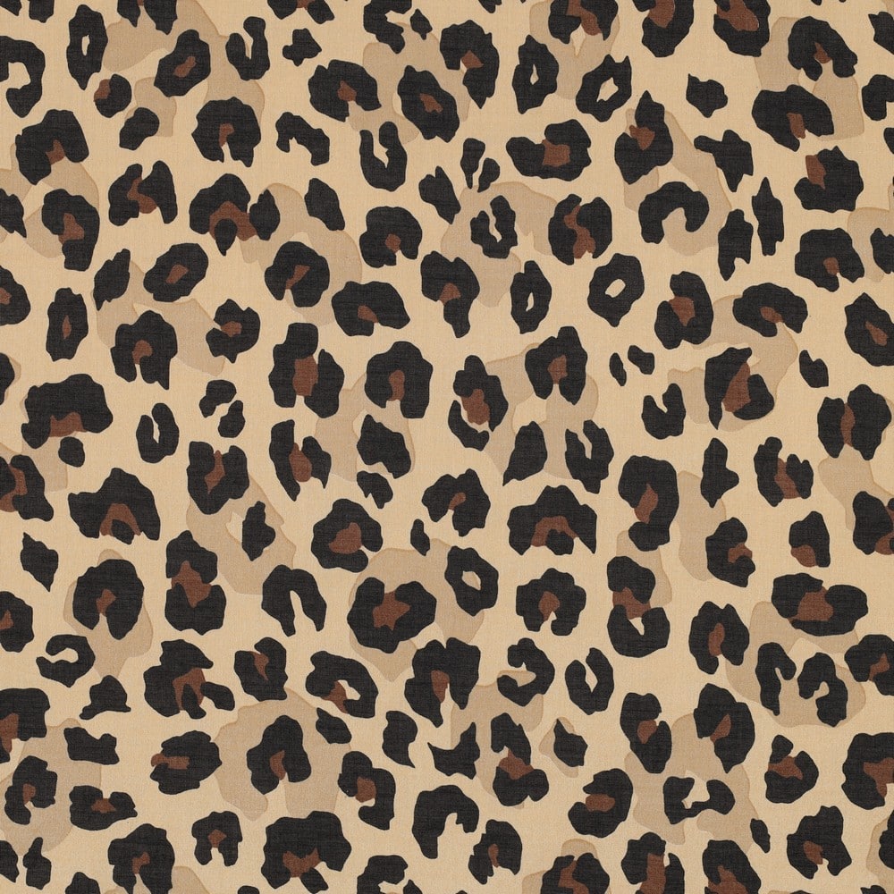 Katoenen voile luipaardprint camel
