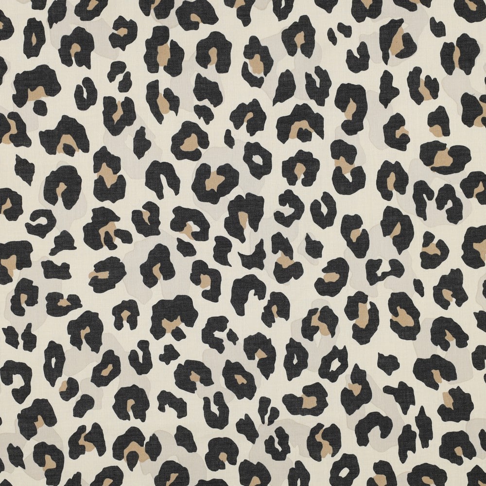Katoenen voile luipaardprint zand