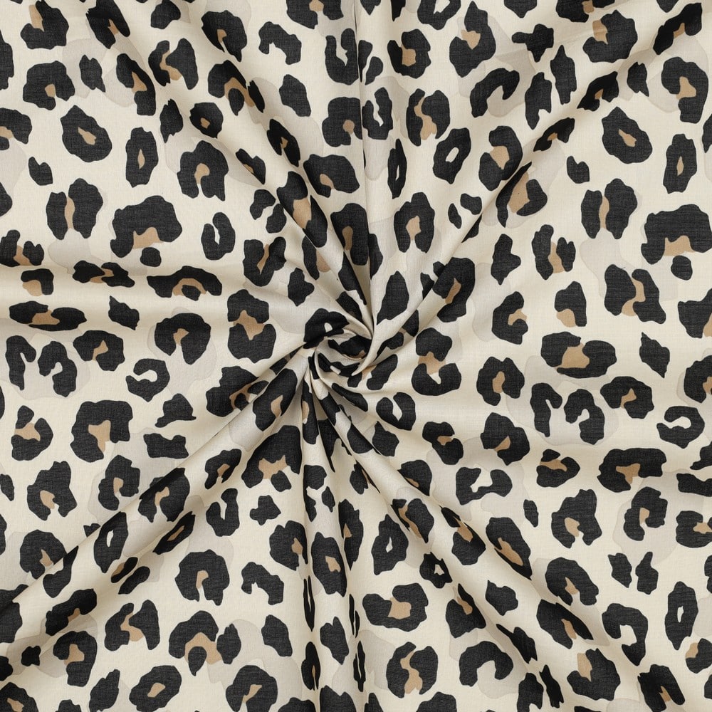 Katoenen voile luipaardprint zand