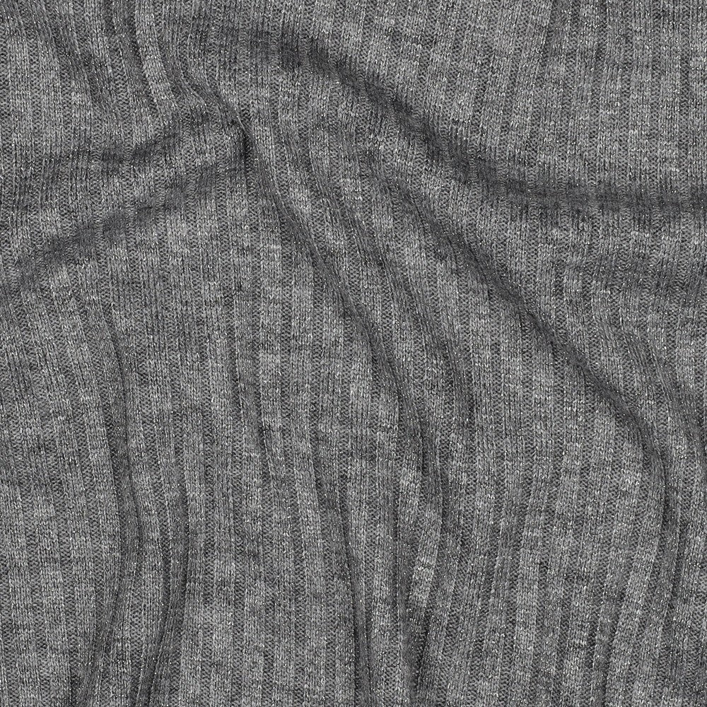Knitted lurex rib grijs/zilver