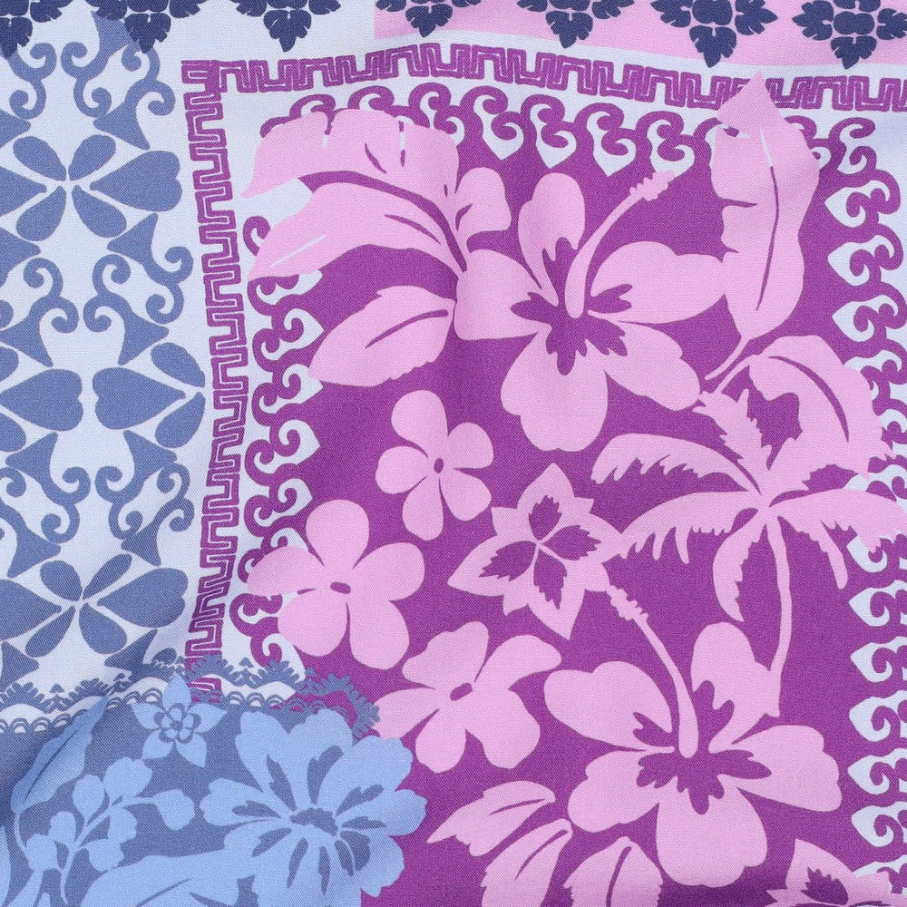 Lenzing ecovero viscose patchwork bloemen lavendel