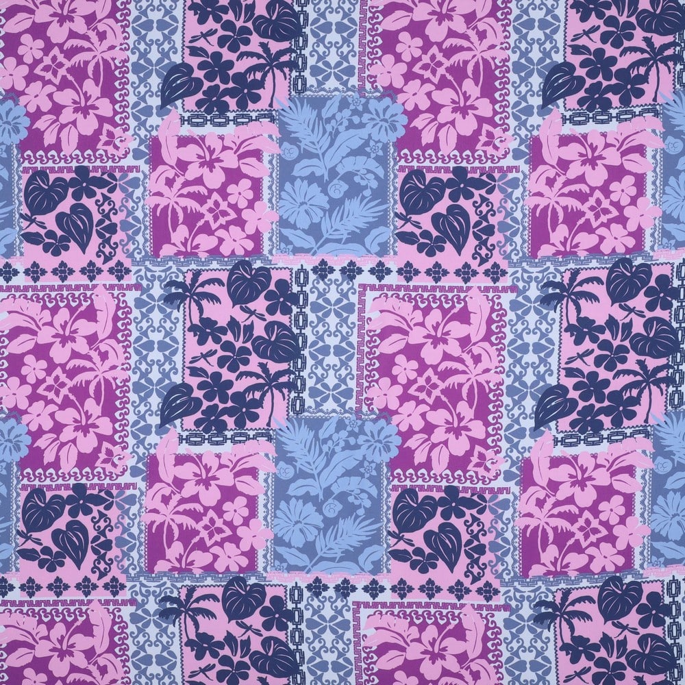 Lenzing ecovero viscose patchwork bloemen lavendel