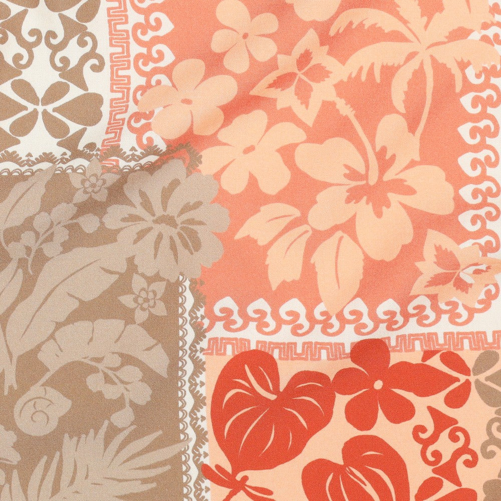 Lenzing ecovero viscose patchwork bloemen perzik