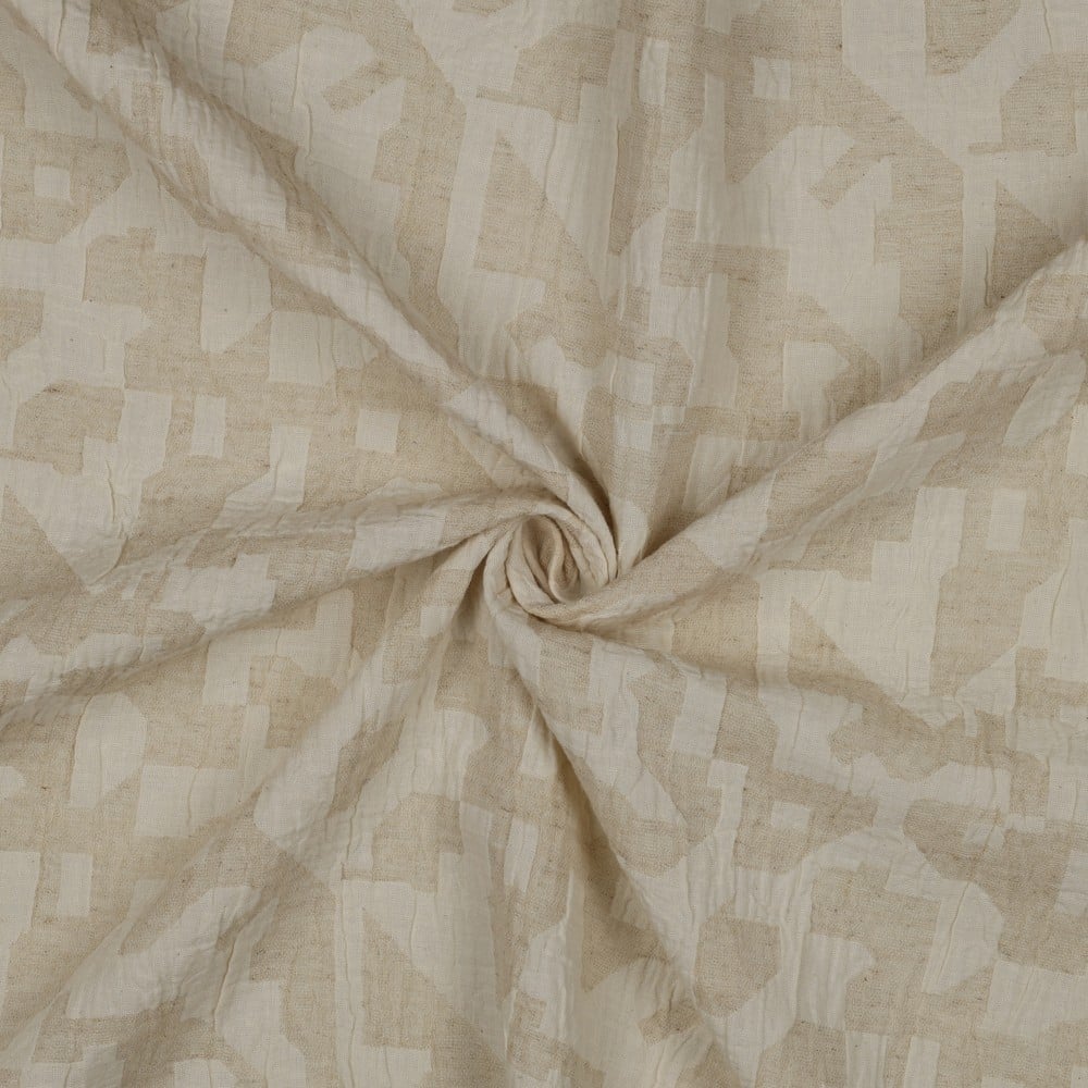 Linnen katoen jacquard abstract naturel