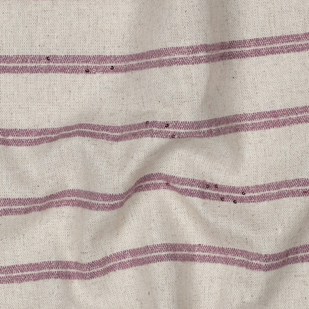 Linnen/polyester strepen lurex pailletten