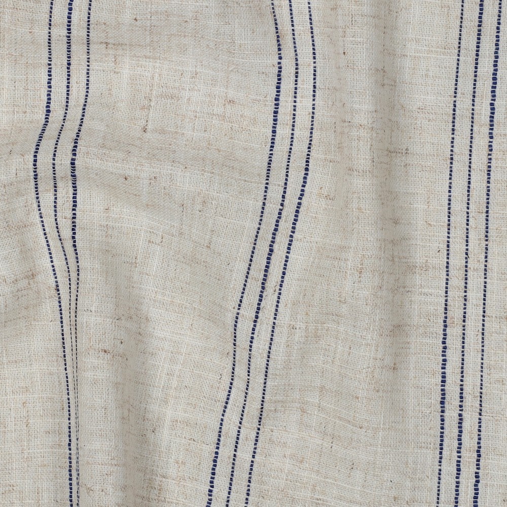 Linnen viscose blauwe strepen naturel