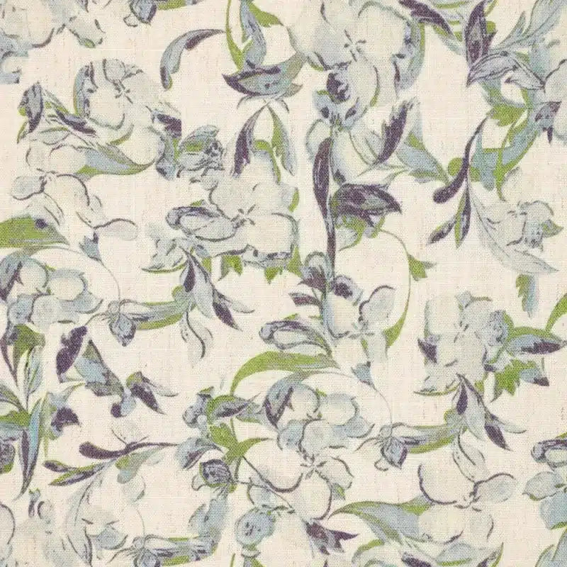 Linnen viscose bloemen blauw