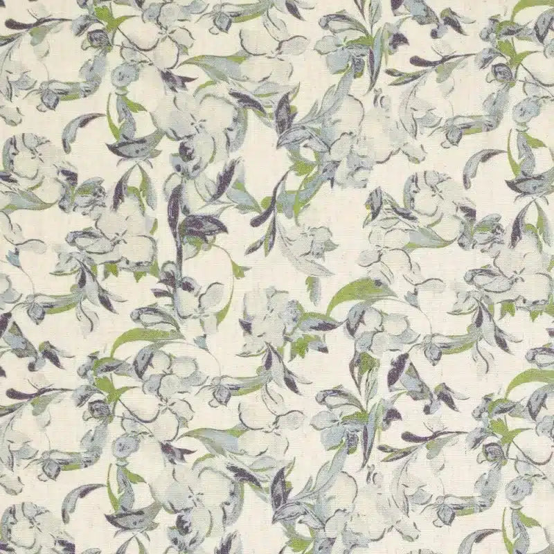 Linnen viscose bloemen blauw