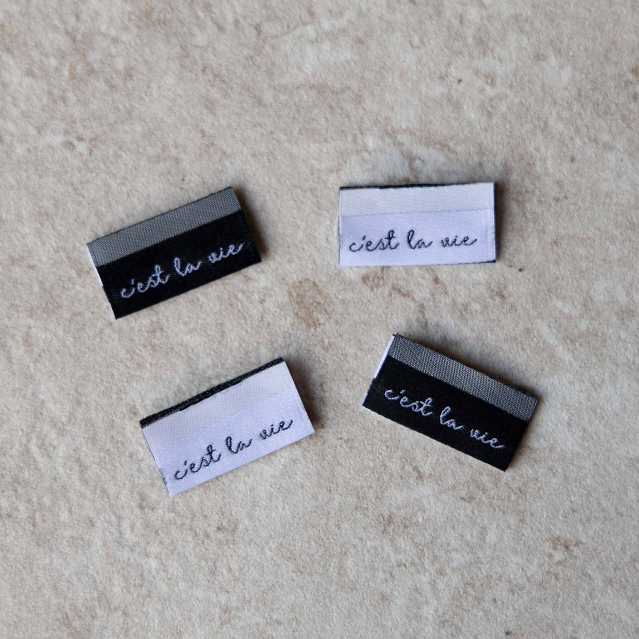 Loop&amp;Label - C'est la vie zwart/wit - zijnaadlabels (4 stuks)