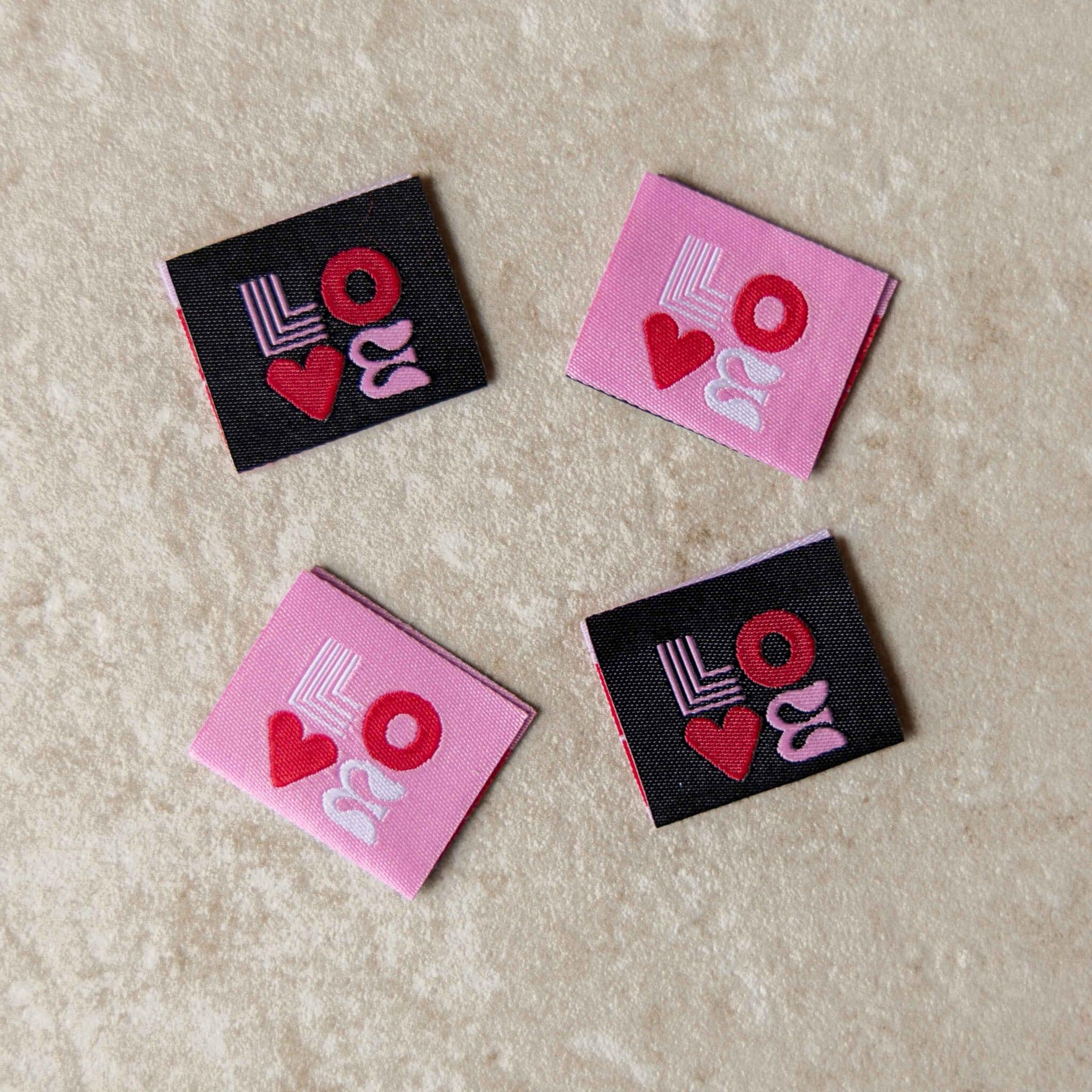 Loop&amp;Label - Love zwart/roze - zijnaadlabels (4 stuks)