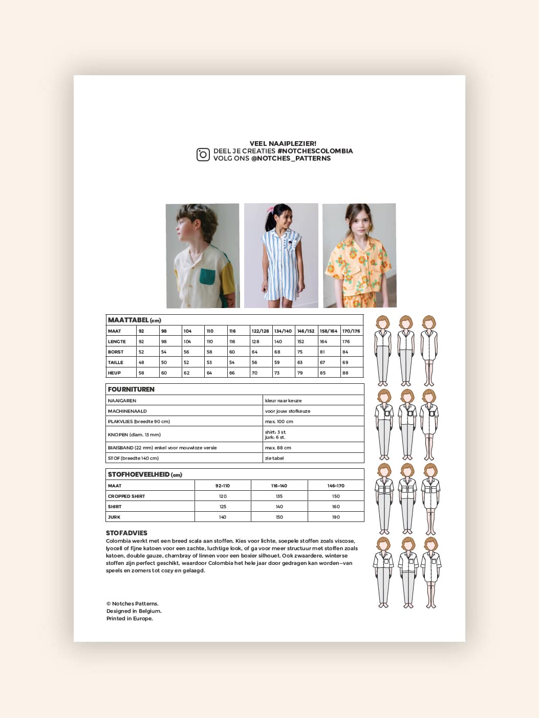 Notches - Colombia shirt/jurk kids (papieren patroon)