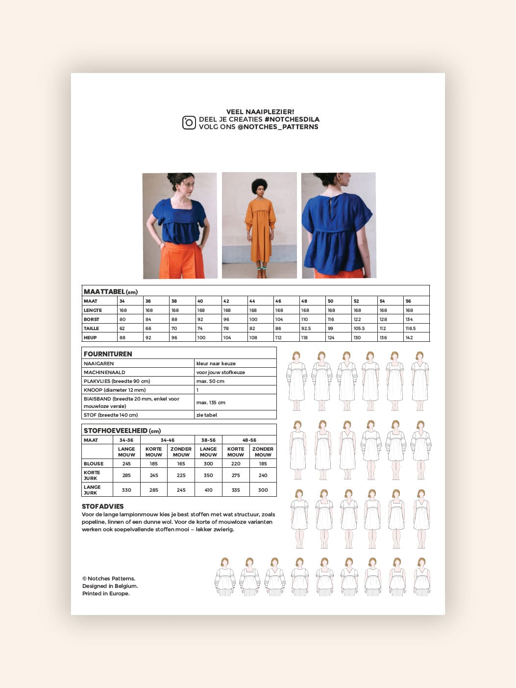 Notches - Dila blouse &amp; jurk (papieren patroon)