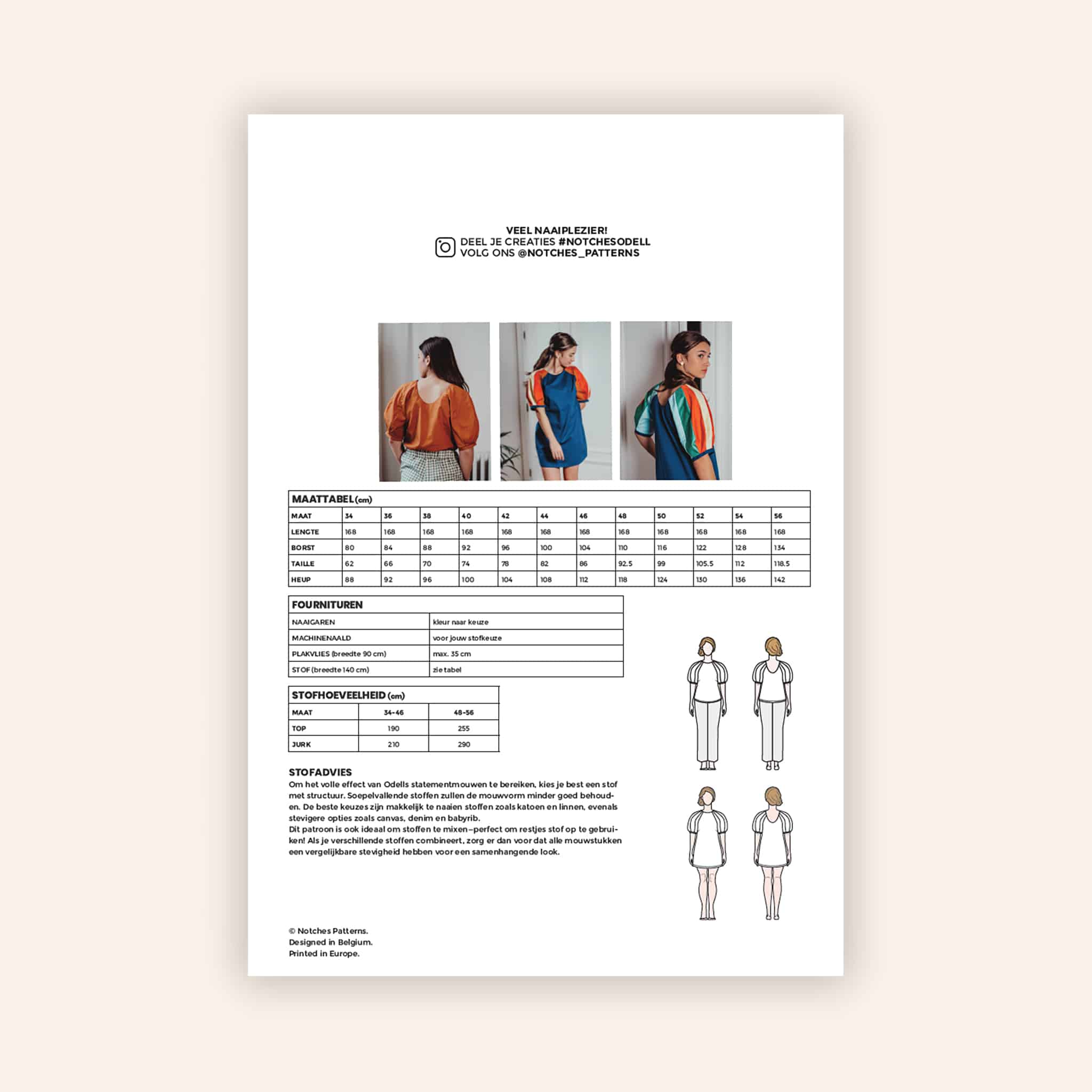Notches - Odell top &amp; jurk dames (papieren patroon)