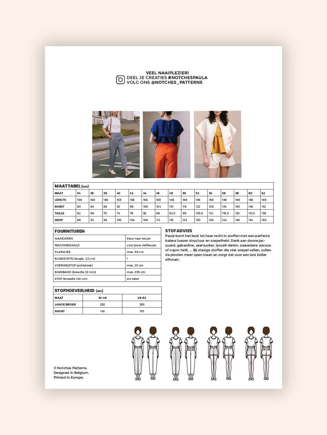 Notches - Paula broek &amp; short (papieren patroon)