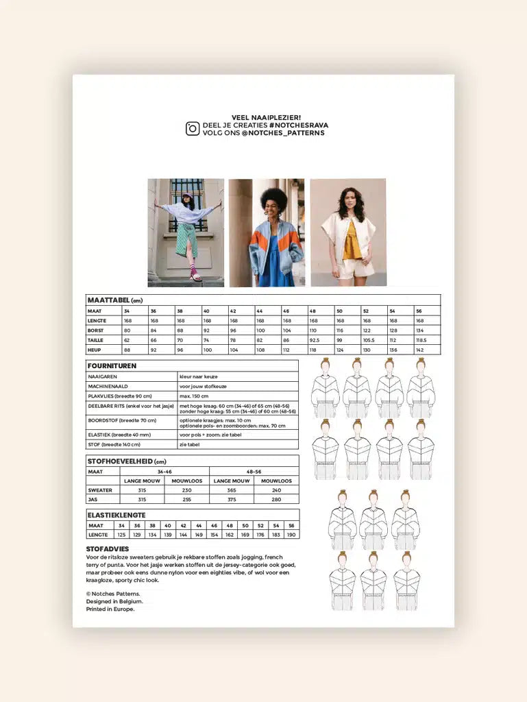 Notches - Rava sweater &amp; jas (papieren patroon)