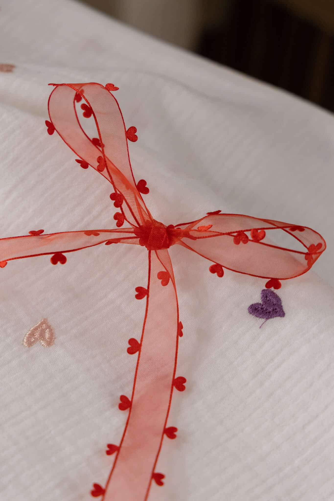 Organza lint hartjes rood