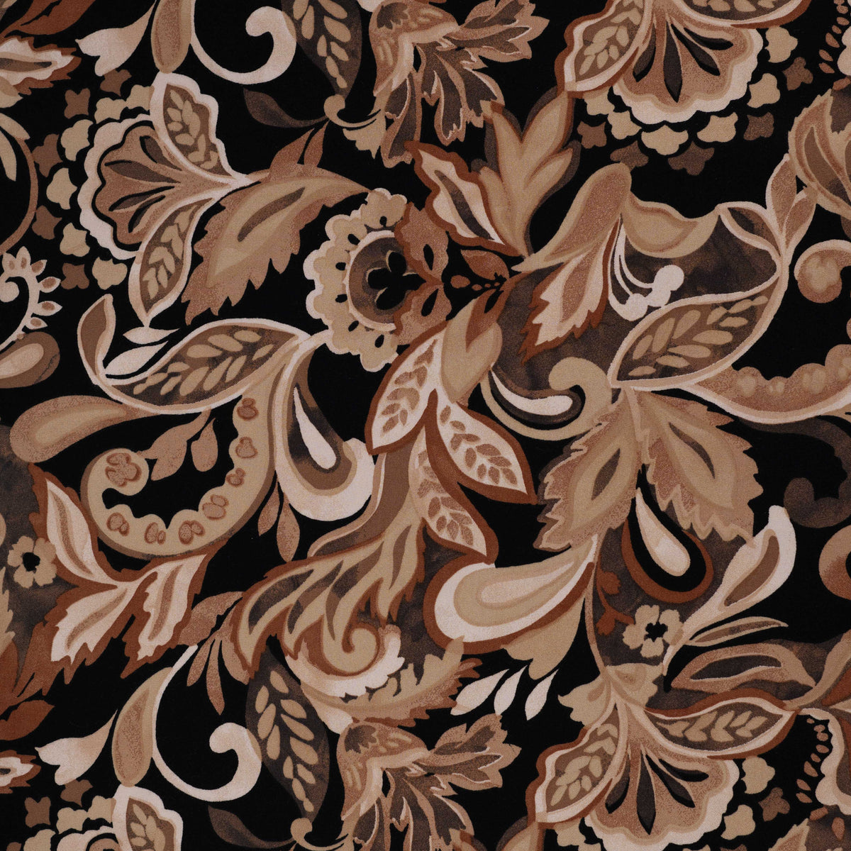 Viscose stretch bloemen bruin/taupe
