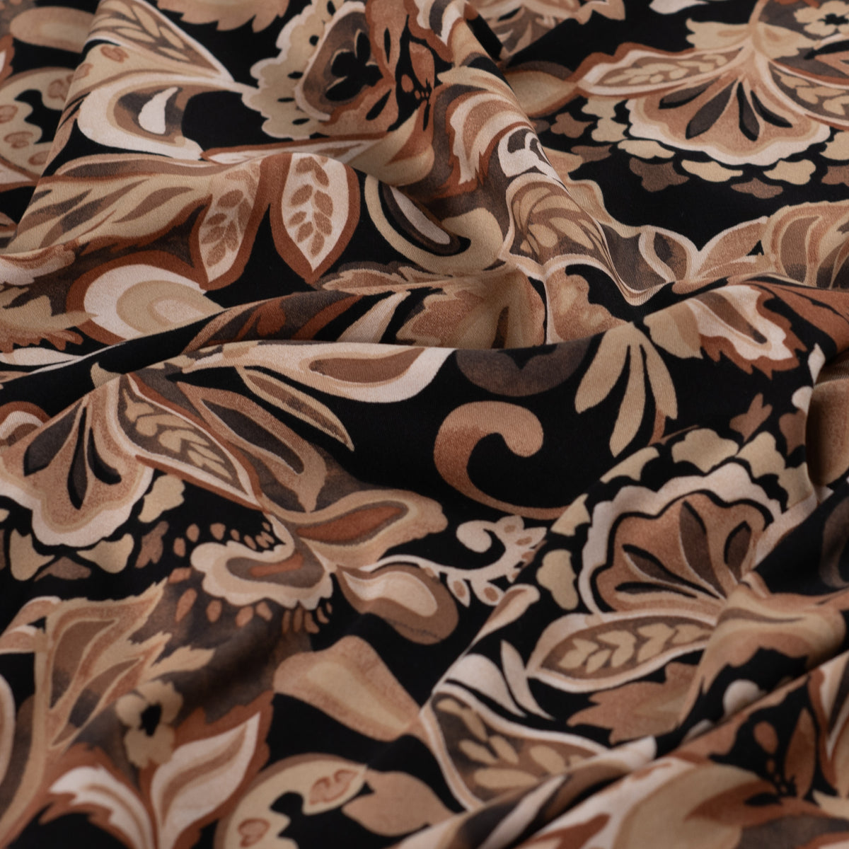 Viscose stretch bloemen bruin/taupe