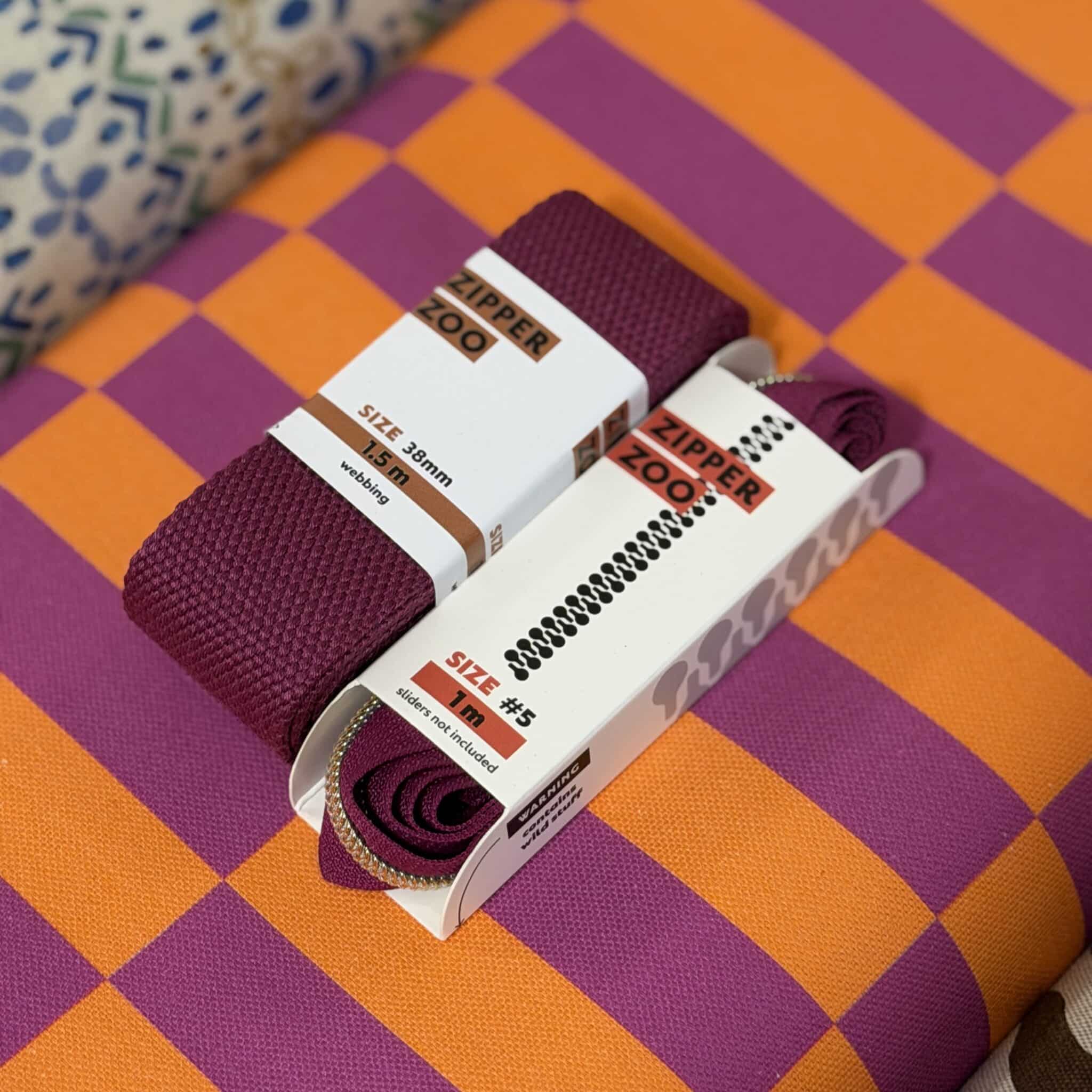 Pakket strandtas + etui checks magenta