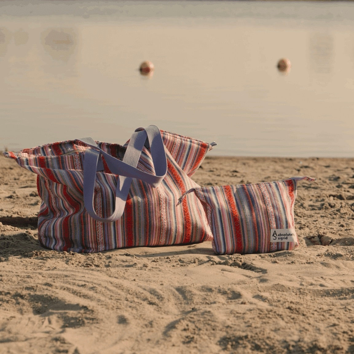 Pakket strandtas + etui zebraprint earth