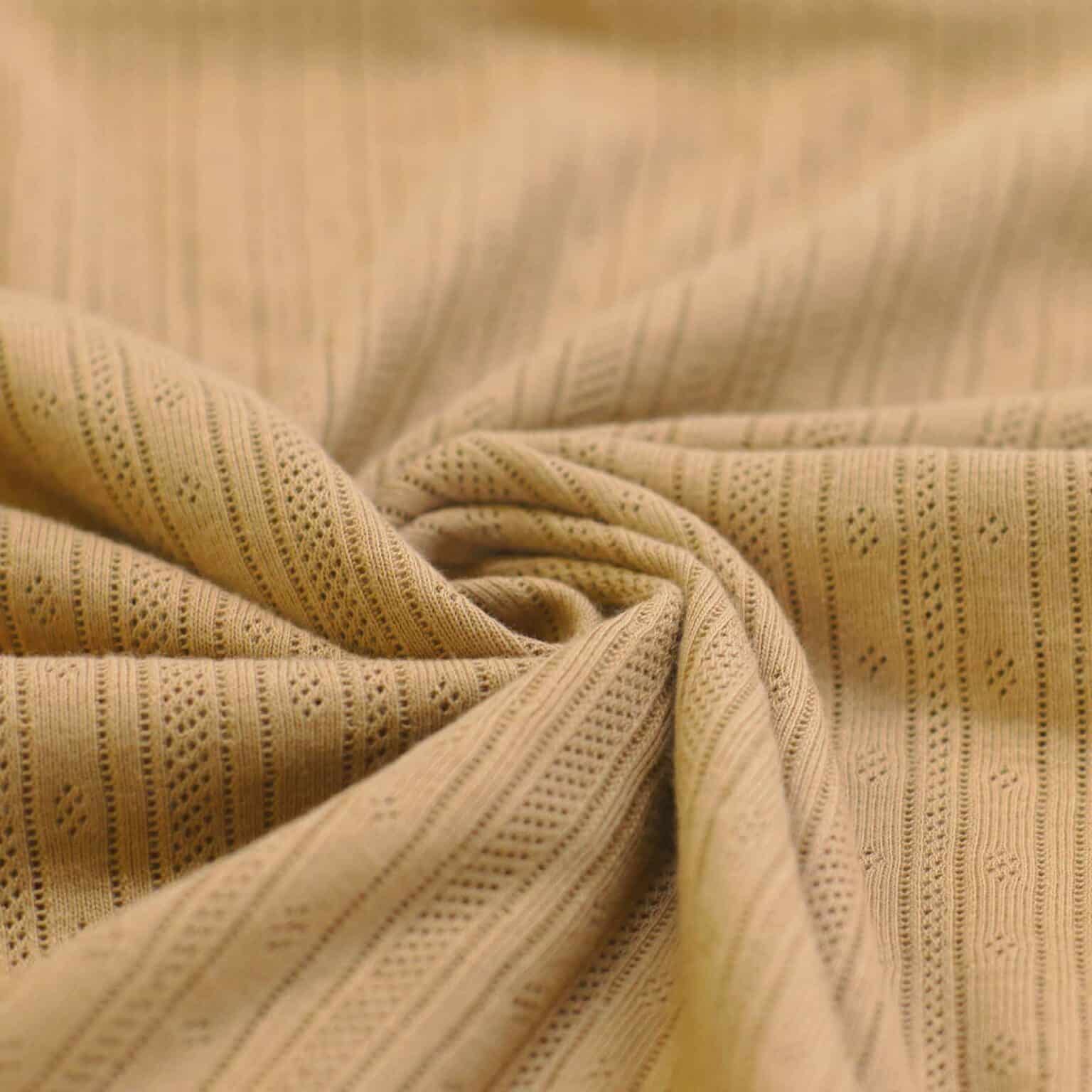 Pointelle/Ajour jersey camel