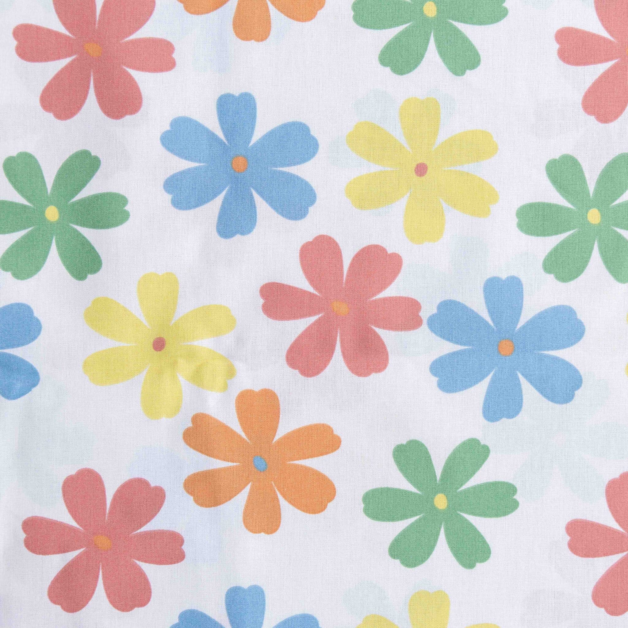 Poplin gekleurde bloemen offwhite