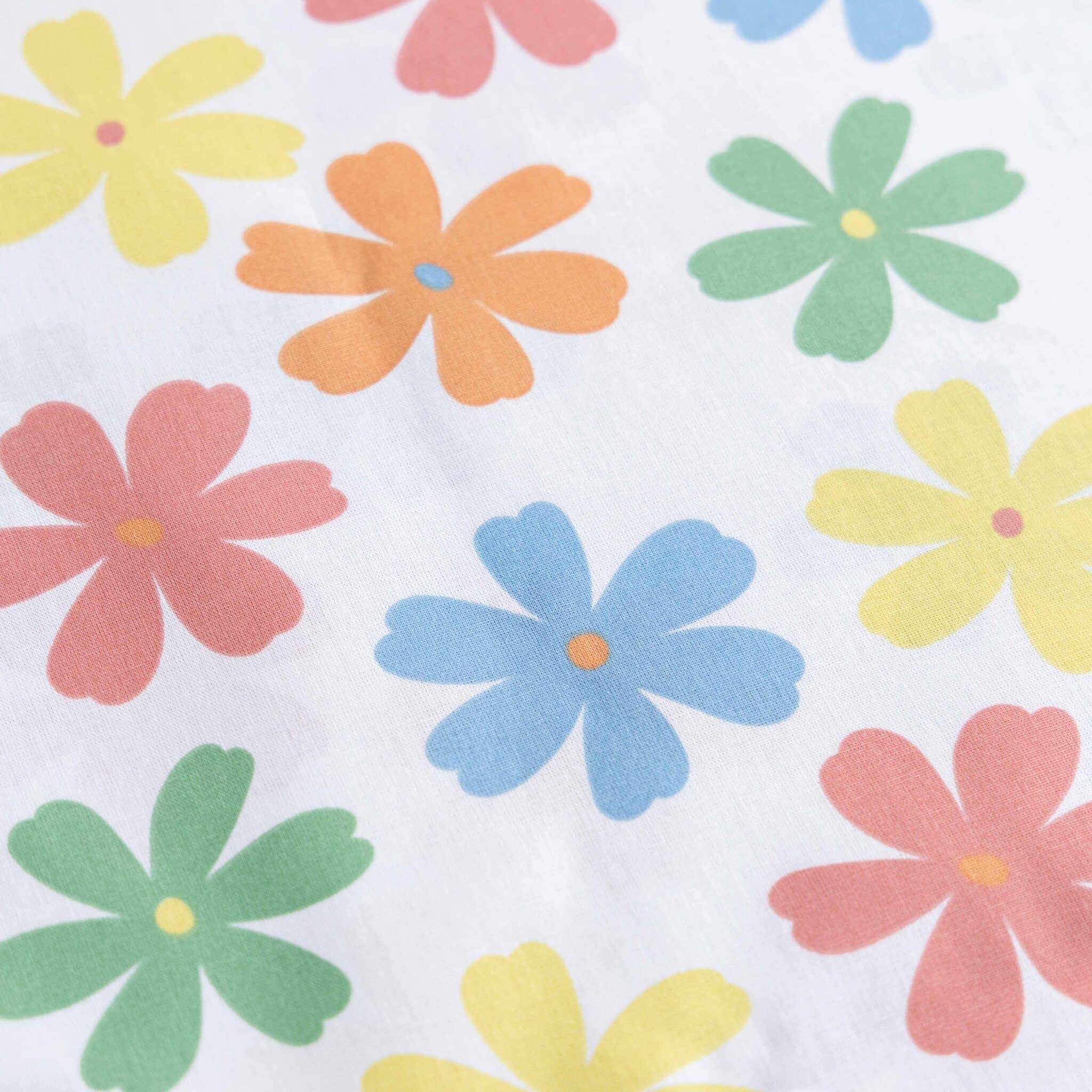 Poplin gekleurde bloemen offwhite