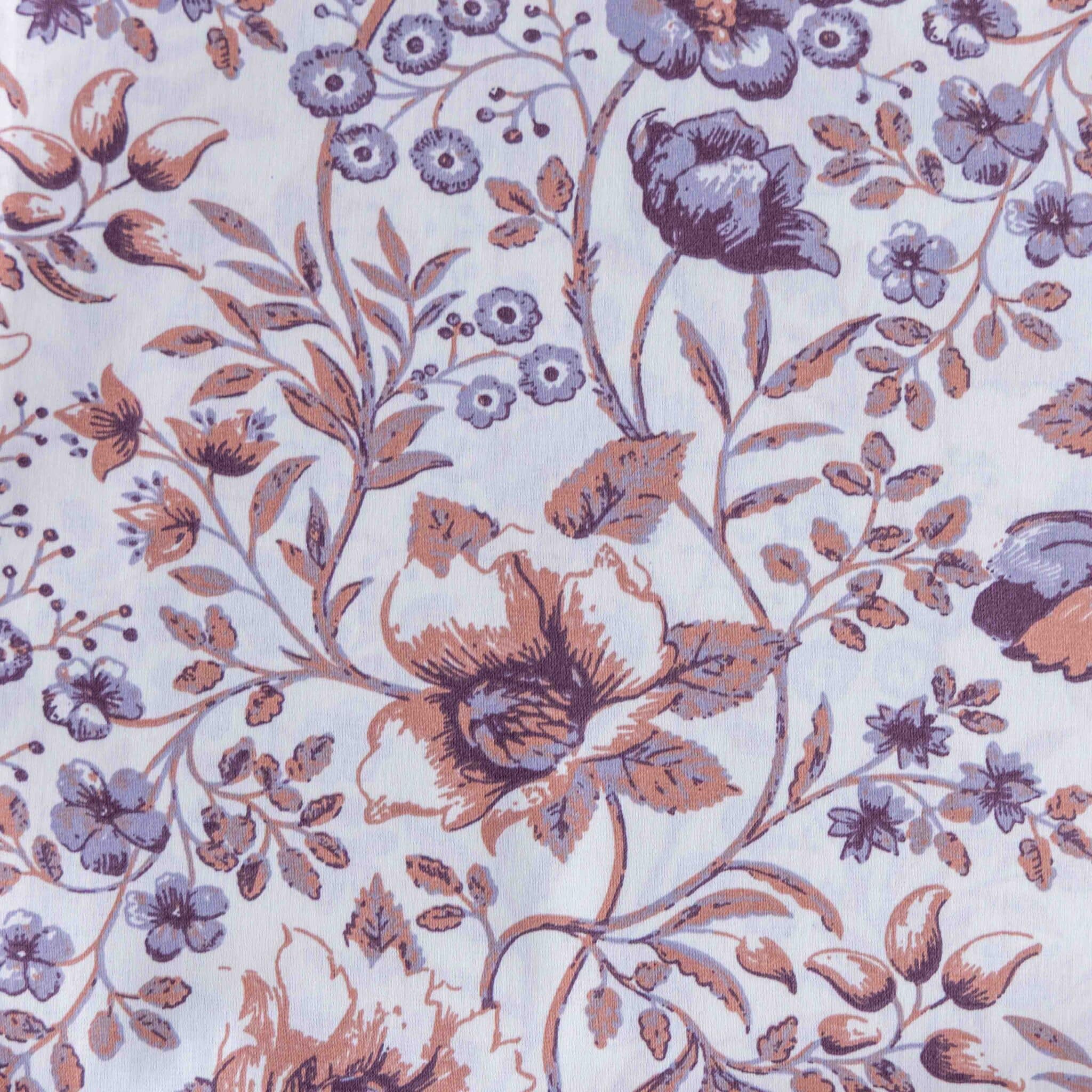 Poplin getekende bloemen offwhite