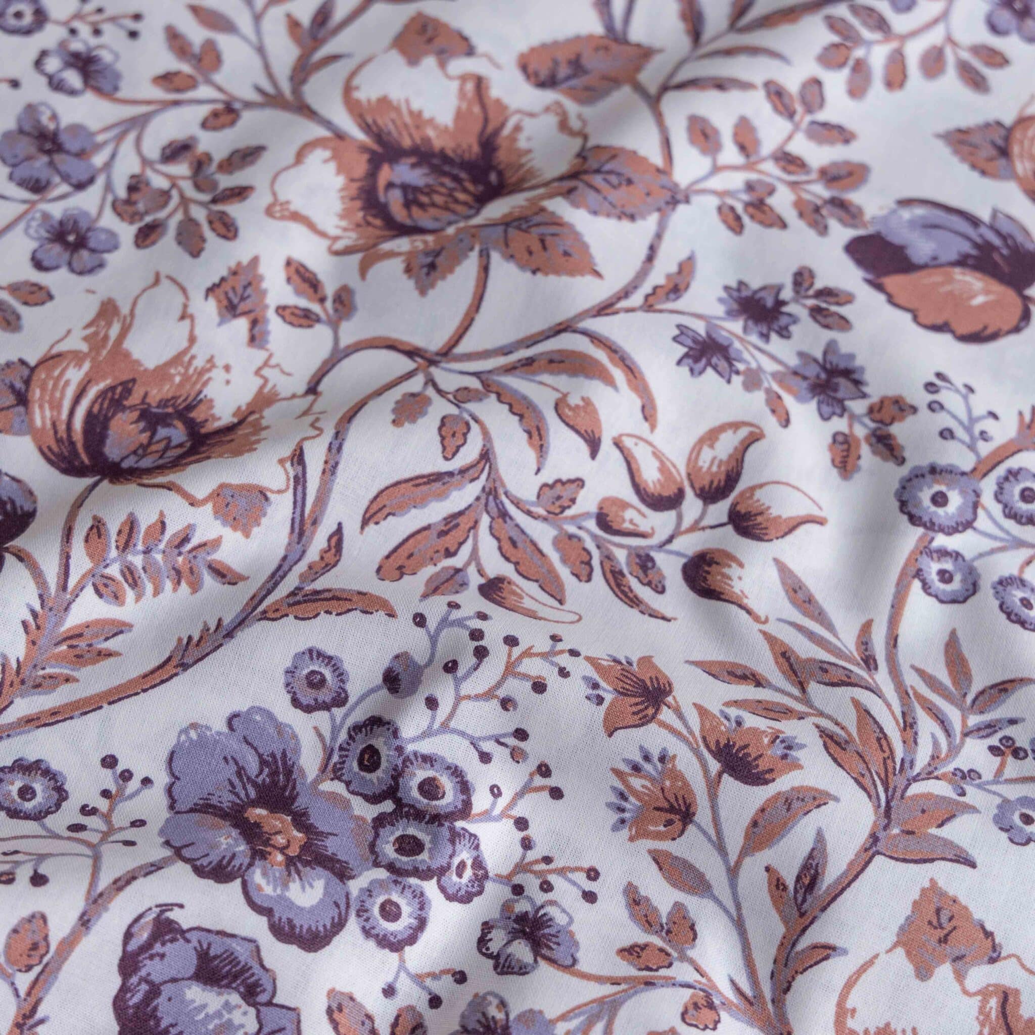 Poplin getekende bloemen offwhite