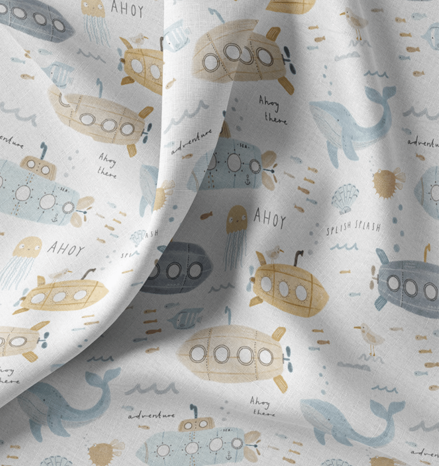 Poplin katoen ahoy wit/blauw
