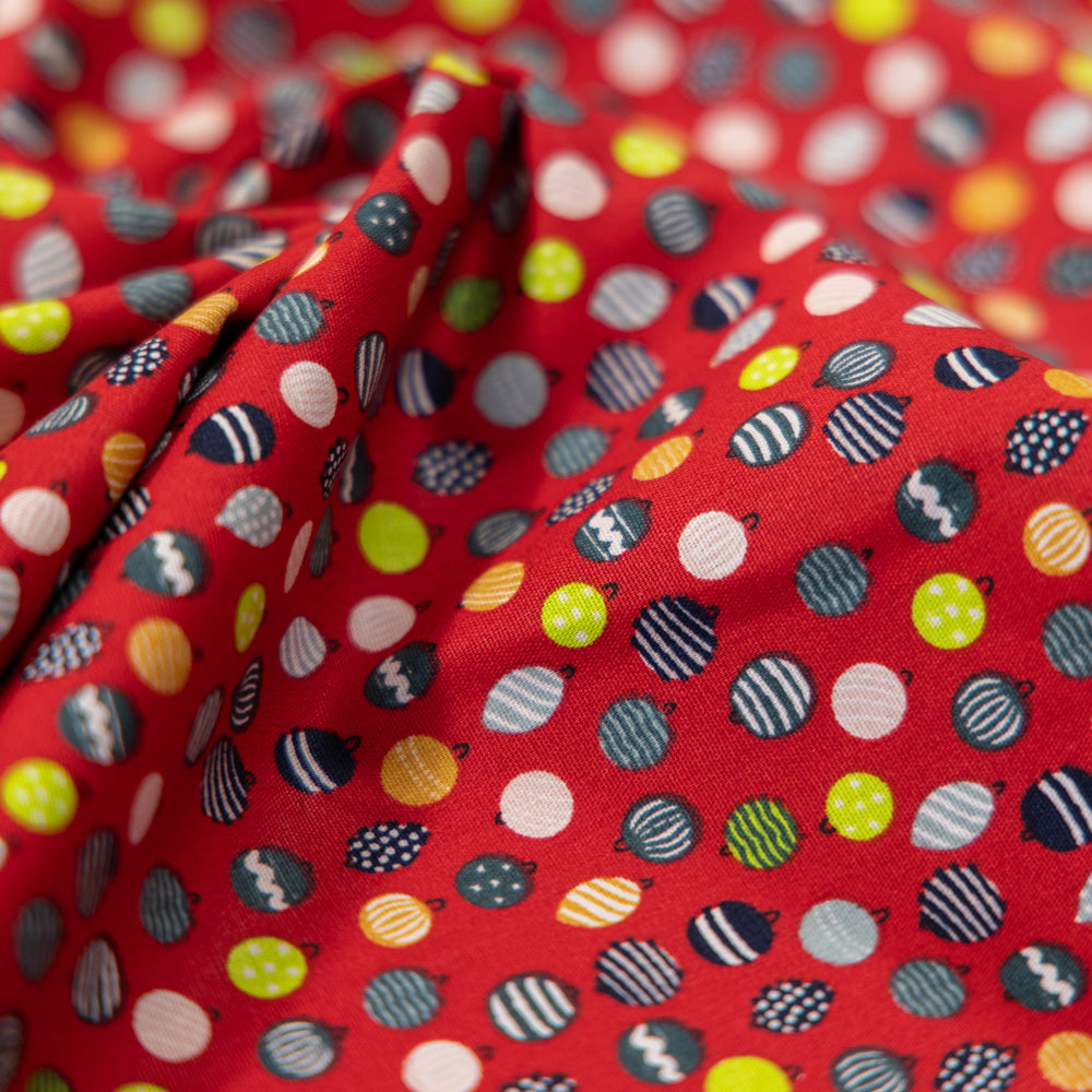 Poplin kerstballen rood