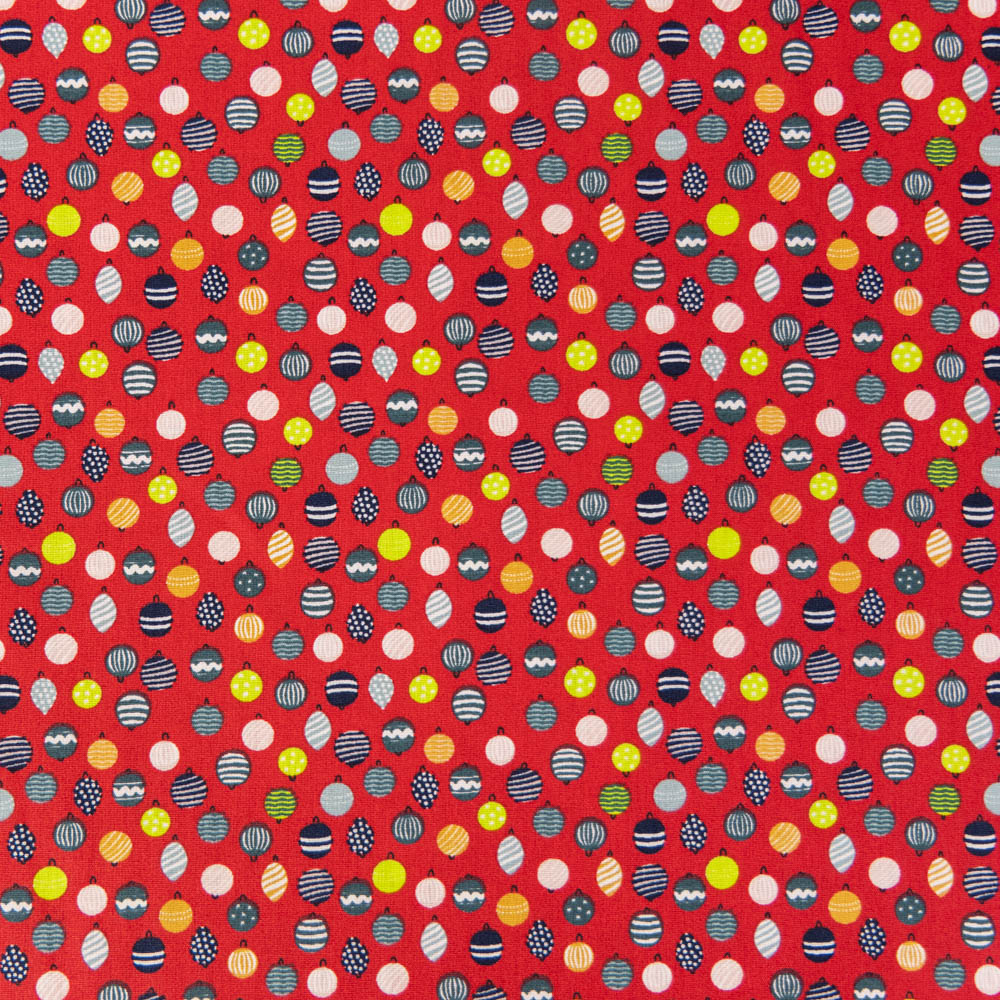 Poplin kerstballen rood