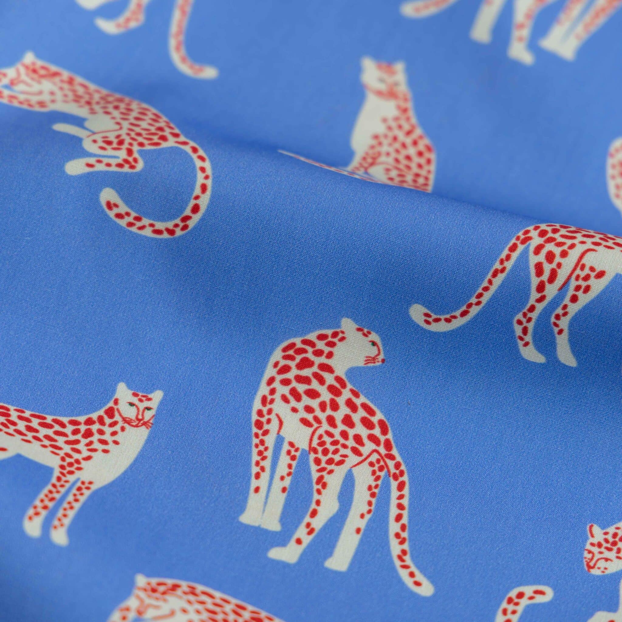 Poplin luipaarden blauw