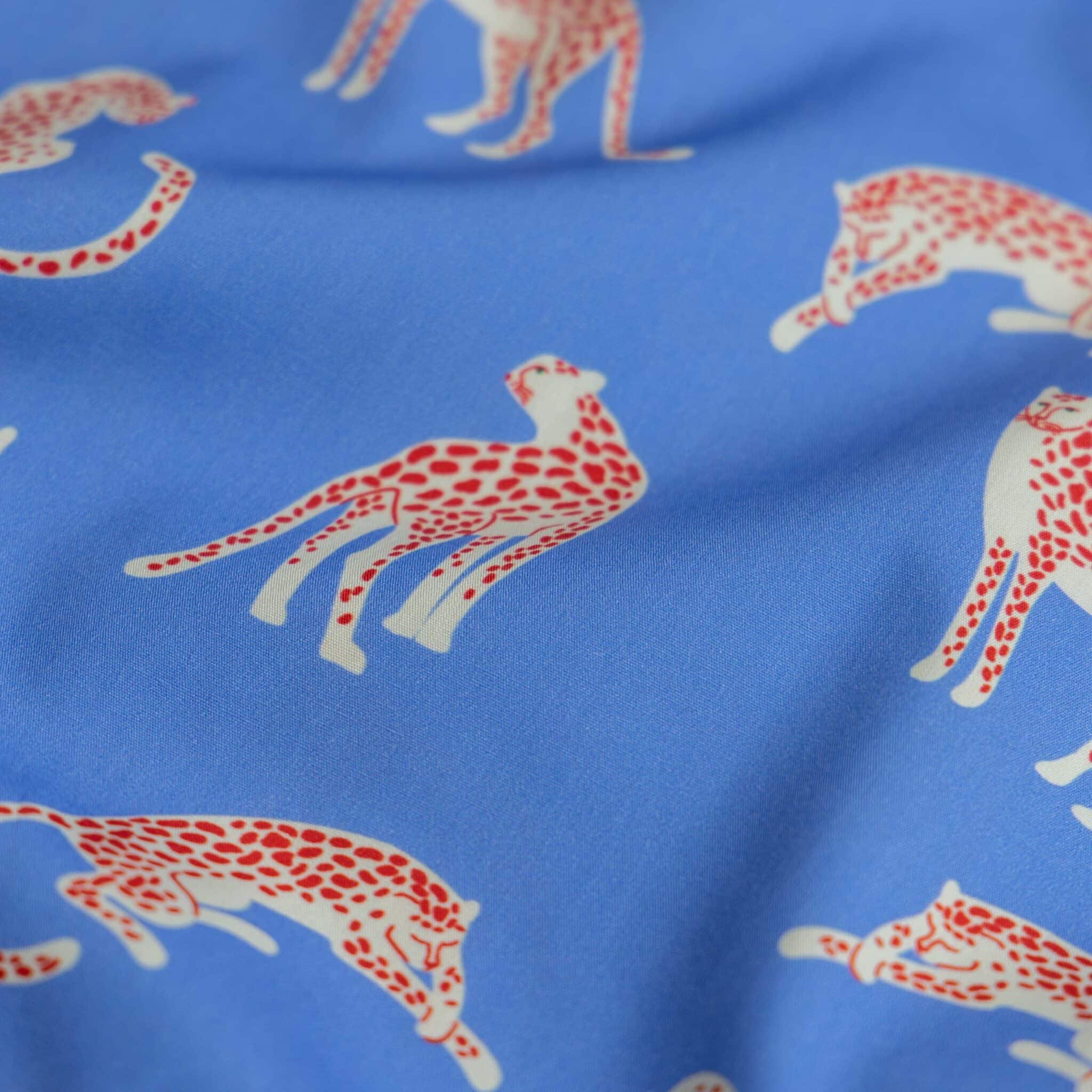 Poplin luipaarden blauw