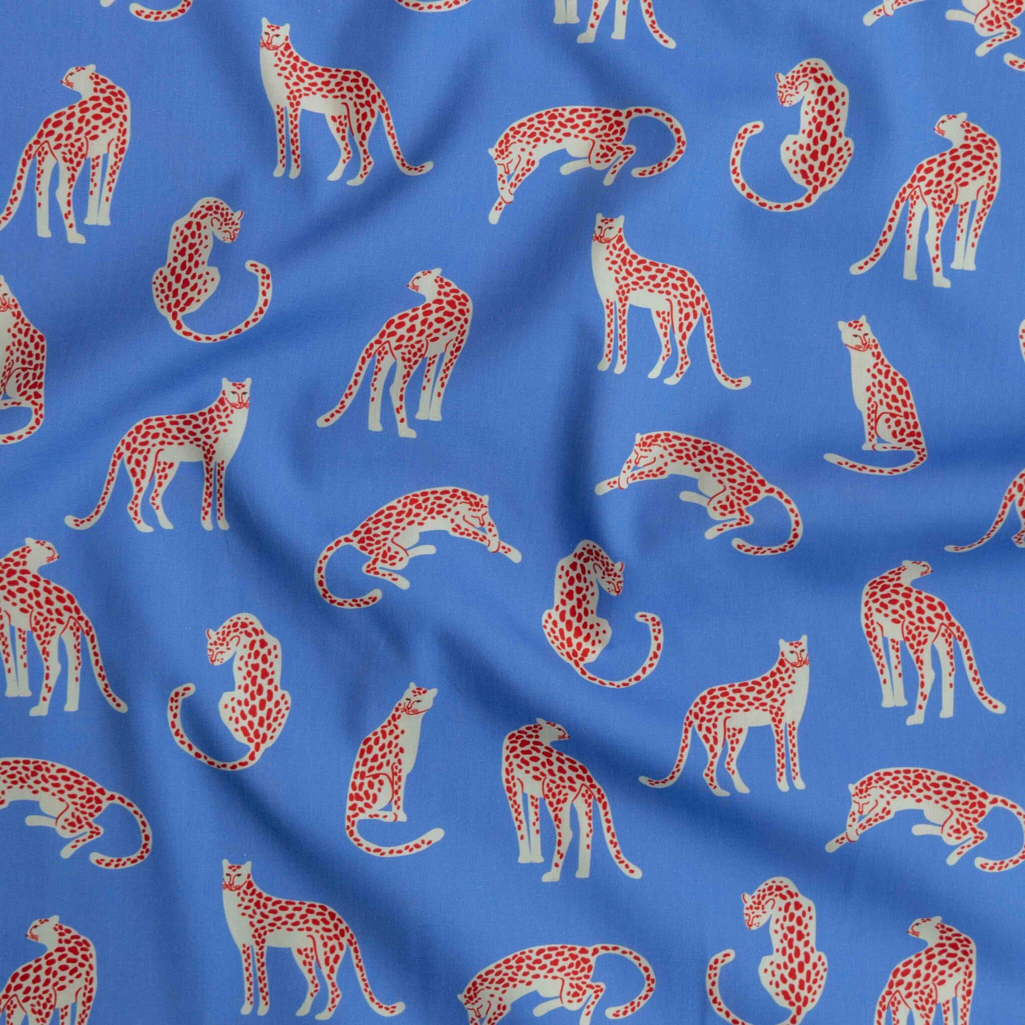 Poplin luipaarden blauw