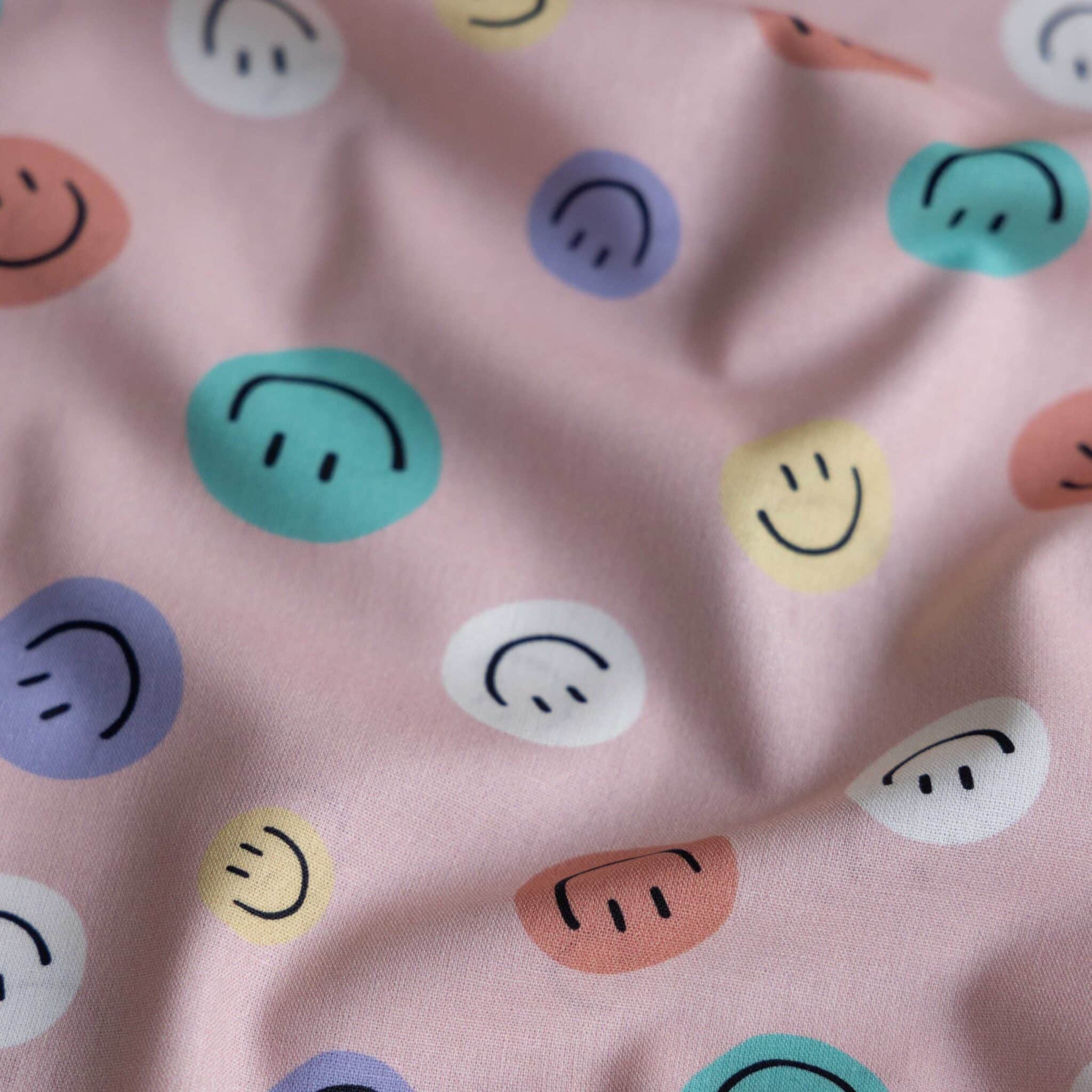 Poplin smileys lichtroze