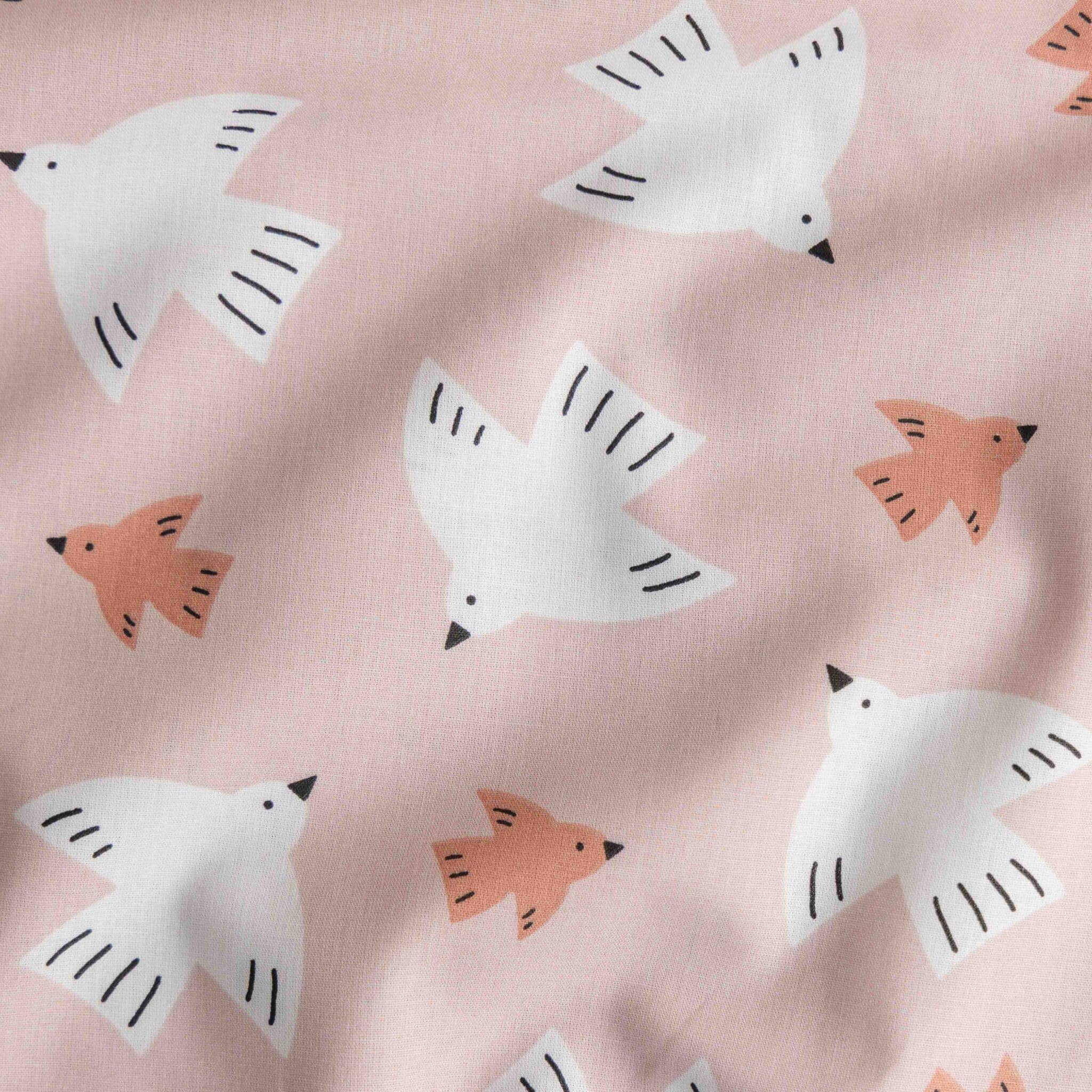 Poplin vogels lichtroze